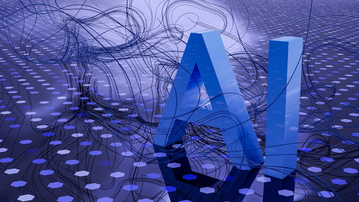 Abstract AI chip illustration: The intersection of open-source AI and US politics